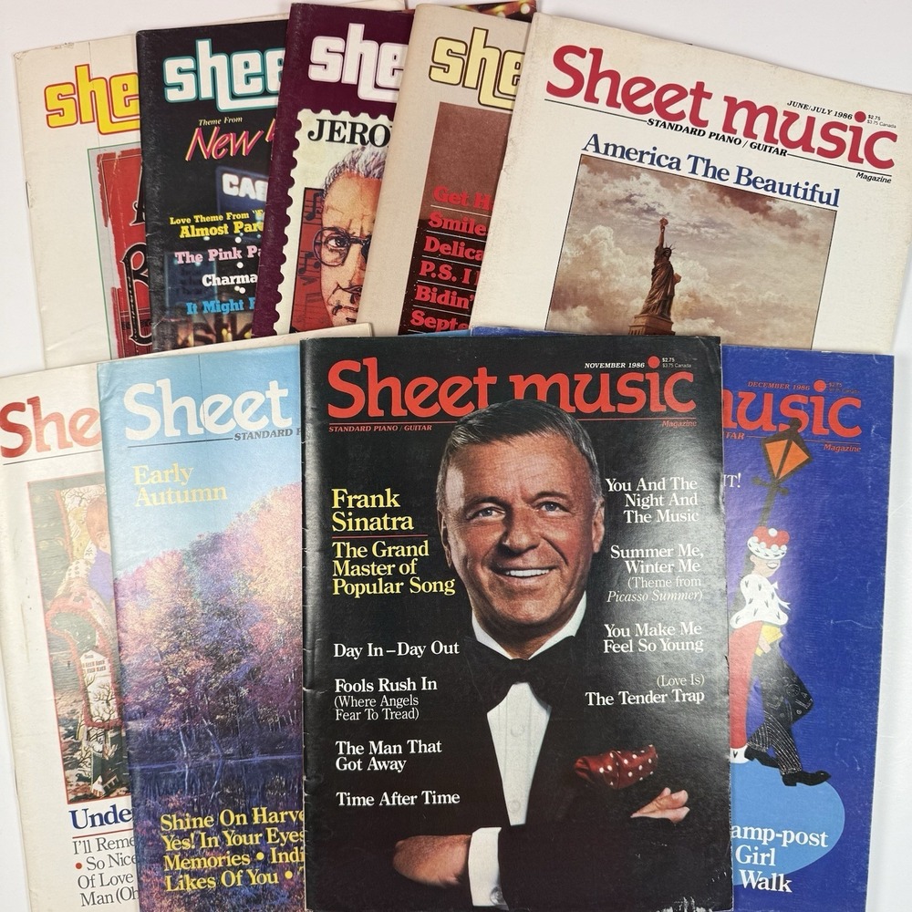 Sheet Music Magazine 1986 Complete‎ Year 9 Issues Vocal Piano Guitar Vintage